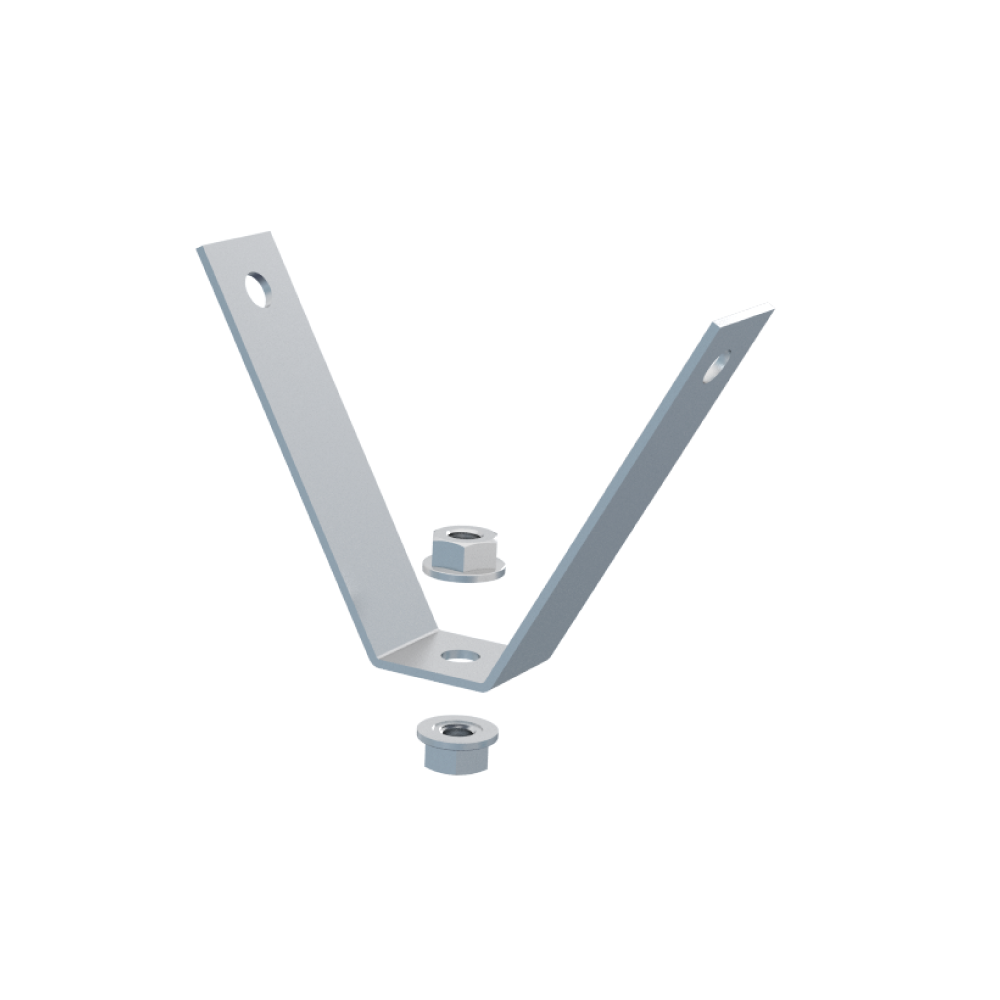 Trapezhalter DZM 5 für Gitterrinnen-Montage auf Trapezblech-Decken